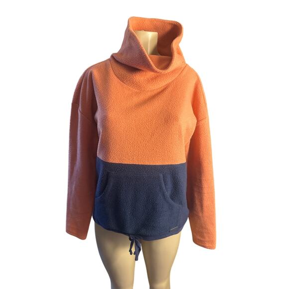 Women S Carve Designs Rowayton Color Block Cowl Pullover Fleece Sweatshirt Top - Picture 2 of 6